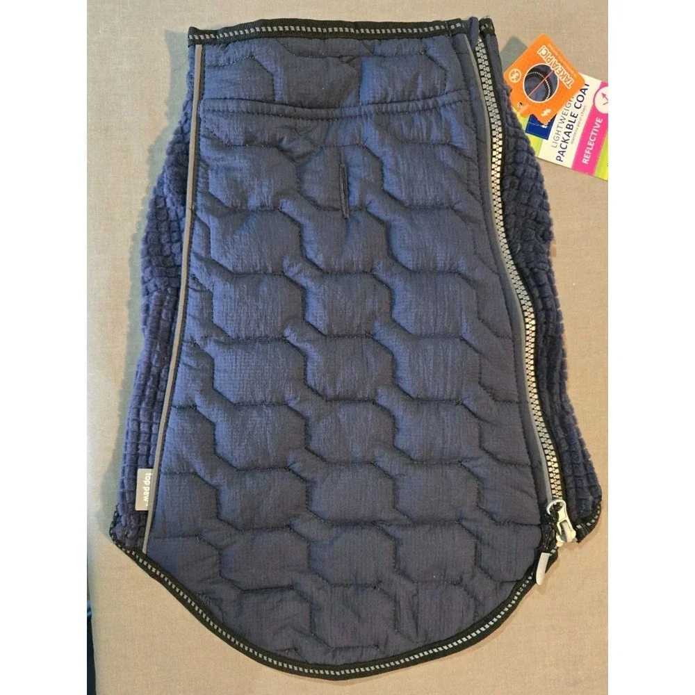 Top Paw Dog Coat Medium Navy Packable Reflective Lightweight Jacket NWT